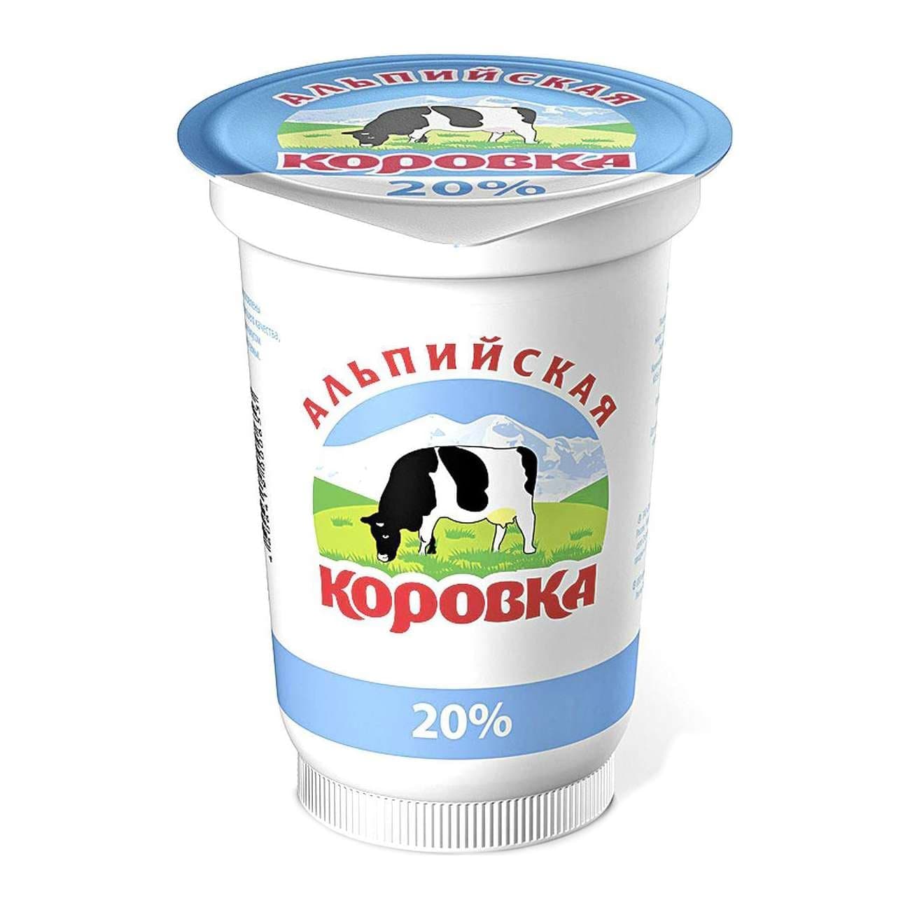 Сметана «Альпийская коровка» 20% 400 г